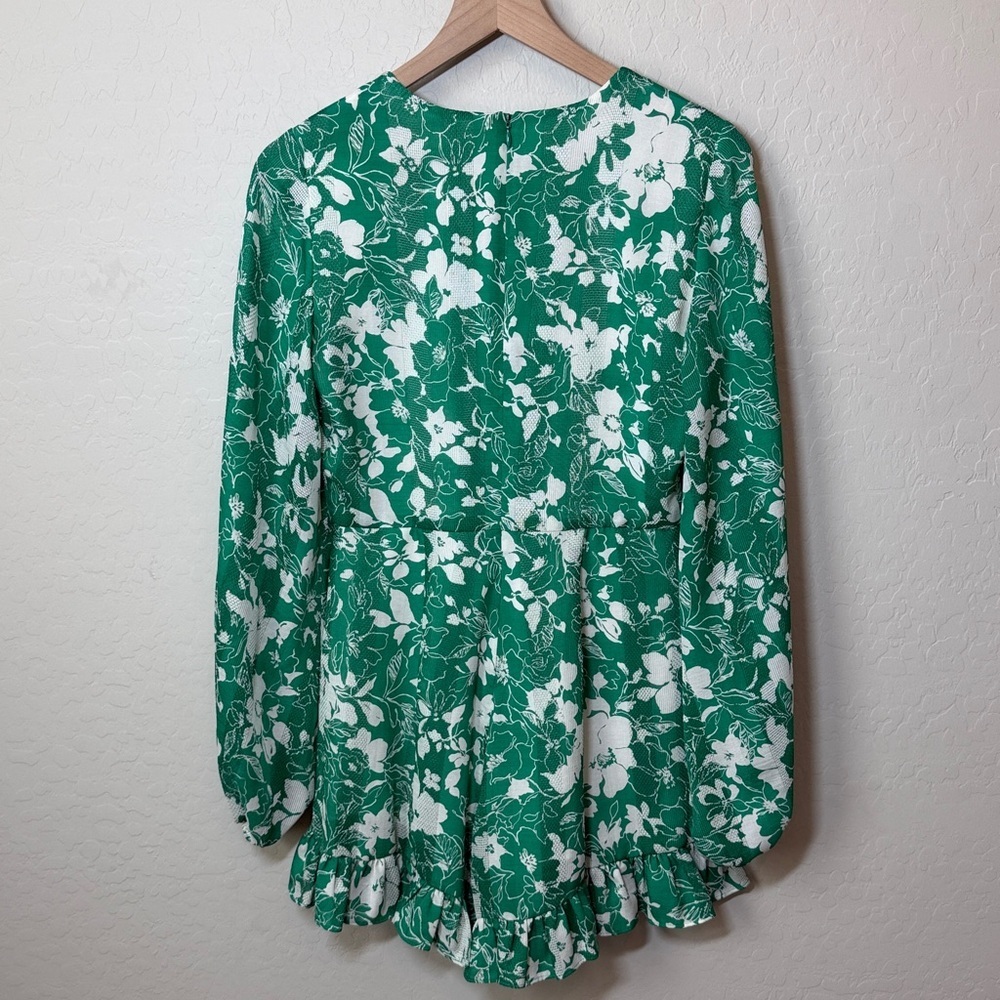 ALEXIS Cerca Romper Emerald Green Floral Ruffle Size Small - Picture 6 of 6